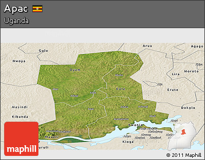 Satellite Panoramic Map of Apac, shaded relief outside