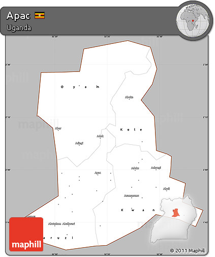 Gray Simple Map of Apac, cropped outside