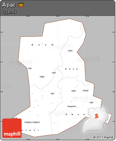 Gray Simple Map of Apac, cropped outside