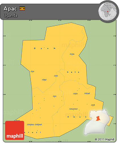 Savanna Style Simple Map of Apac, cropped outside