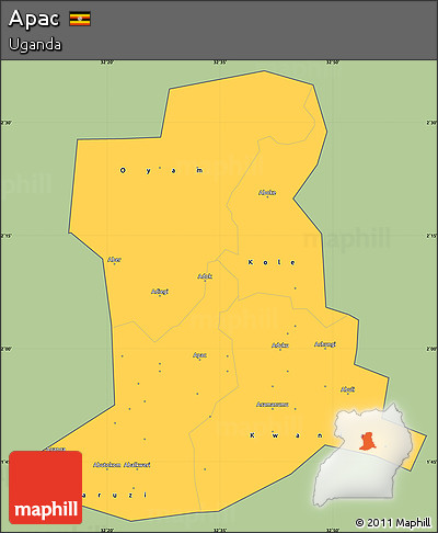 Savanna Style Simple Map of Apac, cropped outside