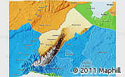 Physical 3D Map of Bundibugyo, political shades outside