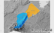 Political 3D Map of Bundibugyo, desaturated