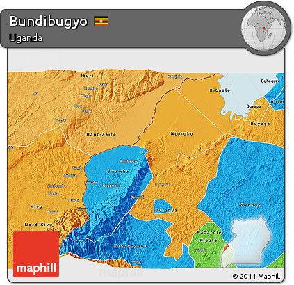 Political 3D Map of Bundibugyo