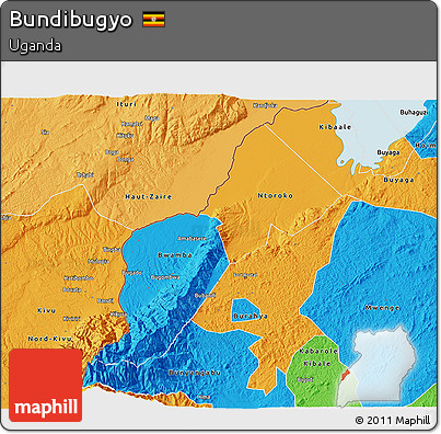 Political 3D Map of Bundibugyo