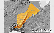 Political Shades 3D Map of Bundibugyo, desaturated