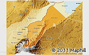 Political Shades 3D Map of Bundibugyo, physical outside