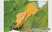 Political Shades 3D Map of Bundibugyo, satellite outside