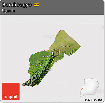 Satellite 3D Map of Bundibugyo, cropped outside