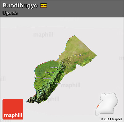 Satellite 3D Map of Bundibugyo, cropped outside