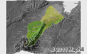 Satellite 3D Map of Bundibugyo, desaturated