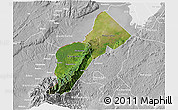 Satellite 3D Map of Bundibugyo, lighten, desaturated