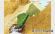 Satellite 3D Map of Bundibugyo, physical outside