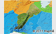 Satellite 3D Map of Bundibugyo, political shades outside