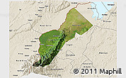 Satellite 3D Map of Bundibugyo, shaded relief outside