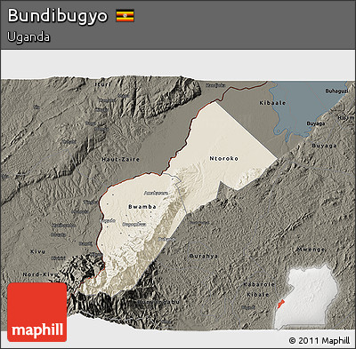 Shaded Relief 3D Map of Bundibugyo, darken