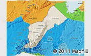 Shaded Relief 3D Map of Bundibugyo, political shades outside
