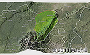 Satellite 3D Map of Bwamba, semi-desaturated