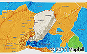 Shaded Relief 3D Map of Bwamba, political outside