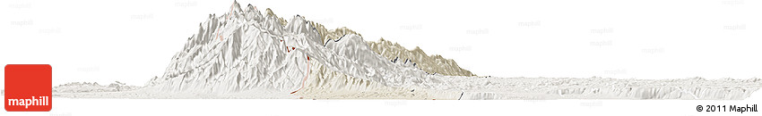 Shaded Relief Horizon Map of Bwamba, lighten