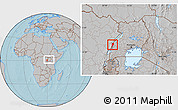 Gray Location Map of Bwamba, within the entire country, hill shading