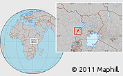 Gray Location Map of Bwamba, within the entire country