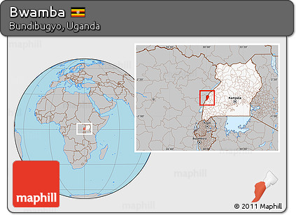 Gray Location Map of Bwamba, highlighted country