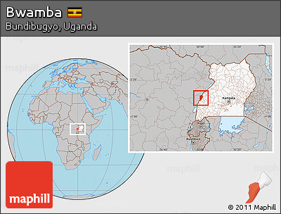 Gray Location Map of Bwamba, highlighted country
