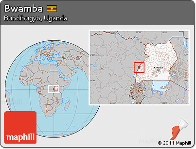 Gray Location Map of Bwamba, highlighted country