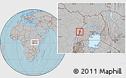 Gray Location Map of Bwamba, highlighted parent region, within the entire country, hill shading