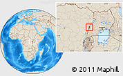 Shaded Relief Location Map of Bwamba, highlighted parent region