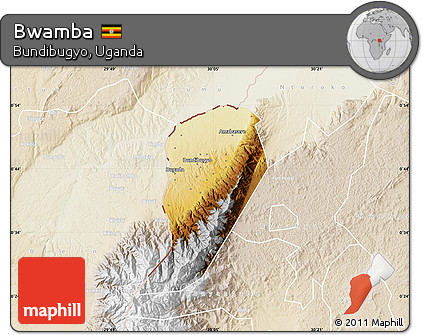 Physical Map of Bwamba, lighten