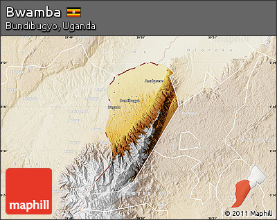 Physical Map of Bwamba, lighten