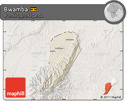 Shaded Relief Map of Bwamba, lighten