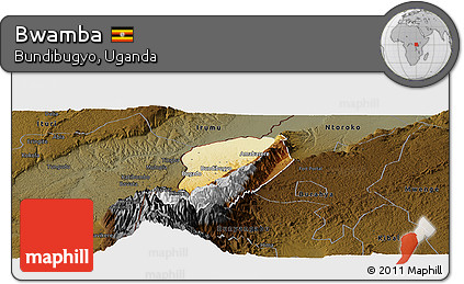 Physical Panoramic Map of Bwamba, darken