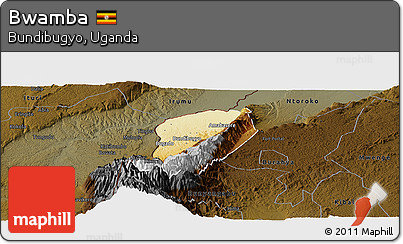 Physical Panoramic Map of Bwamba, darken