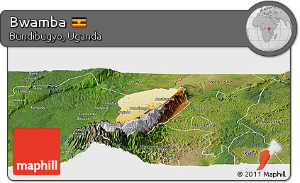 Physical Panoramic Map of Bwamba, satellite outside