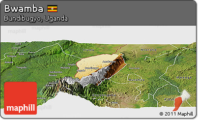 Physical Panoramic Map of Bwamba, satellite outside