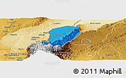 Political Panoramic Map of Bwamba, physical outside