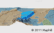 Political Panoramic Map of Bwamba, semi-desaturated