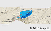 Political Panoramic Map of Bwamba, shaded relief outside