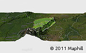Satellite Panoramic Map of Bwamba, darken