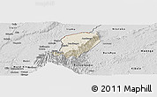 Shaded Relief Panoramic Map of Bwamba, desaturated