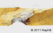 Shaded Relief Panoramic Map of Bwamba, physical outside