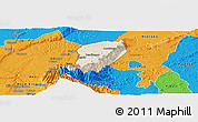 Shaded Relief Panoramic Map of Bwamba, political outside