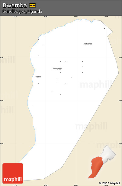 Classic Style Simple Map of Bwamba, single color outside