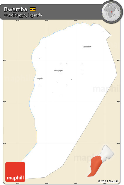 Classic Style Simple Map of Bwamba, single color outside