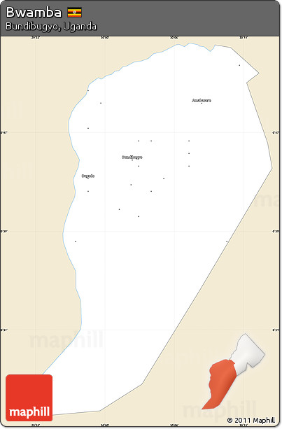 Classic Style Simple Map of Bwamba, single color outside