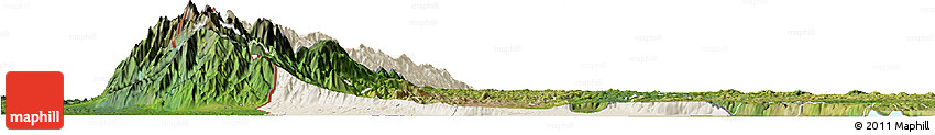 Shaded Relief Horizon Map of Bundibugyo, satellite outside