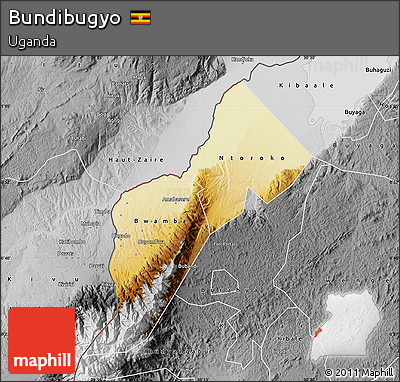Physical Map of Bundibugyo, desaturated